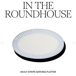 In The Round House Blue & White Sicily Stripe Serving Platter